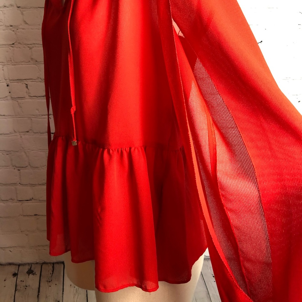 Red Chiffon Blouse Top | Laundry by Shelli Segal - Picture 6 of 7